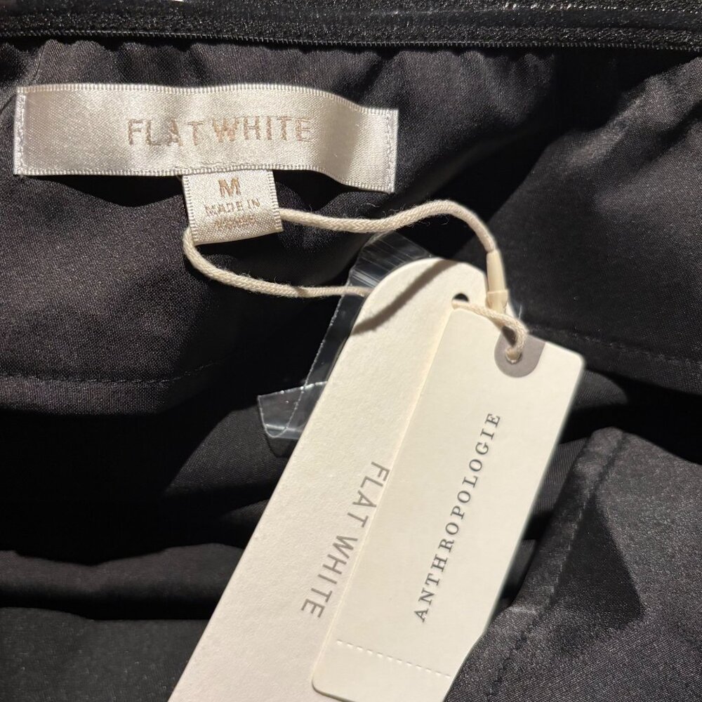 Anthropologie Flat White Satin Tie Halter Mini Dress Black Size M - Picture 5 of 6